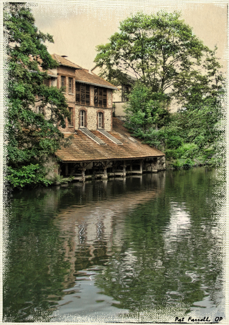 Trees surrounding a house on the river Eure in Chartres.