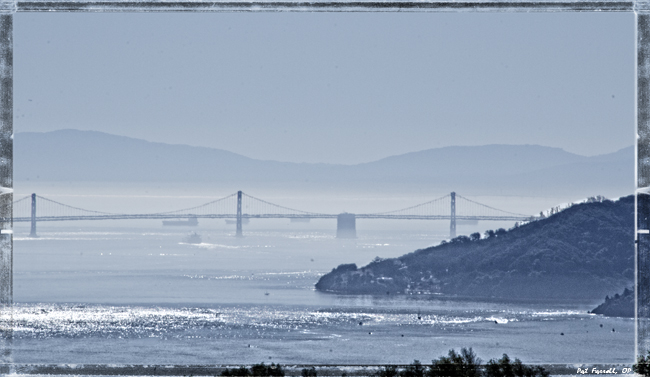 Oakland Bay Bridge - from trail above Dominican University - by the Nike Tower on Gold Hill