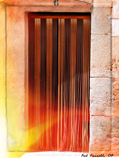 Beaded doorway . . . neither open nor shut