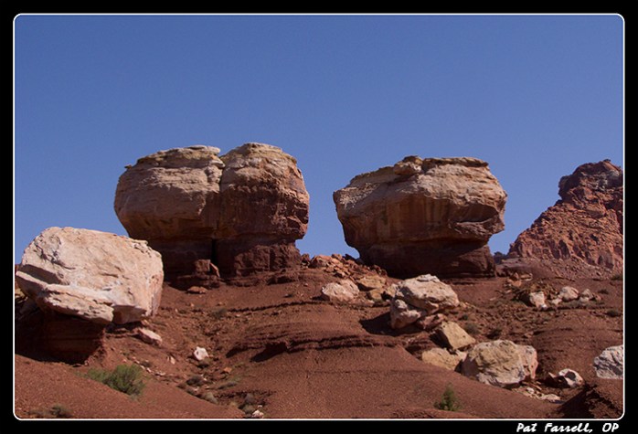 Rocks, shaped, but not moved, by the wind